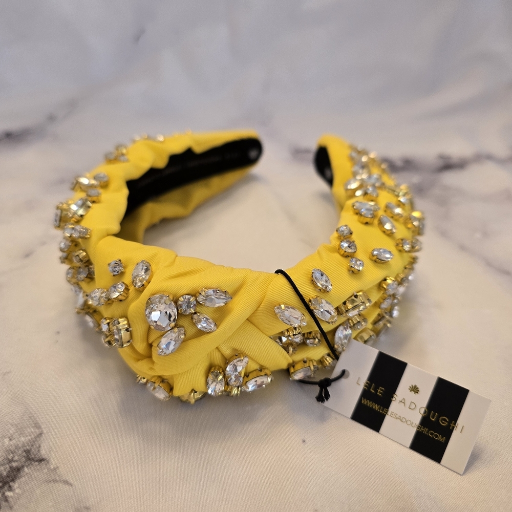 Lele Sadoughi × Stoney Clover Lane Mixed Crystal Nylon Knotted Headband Banana